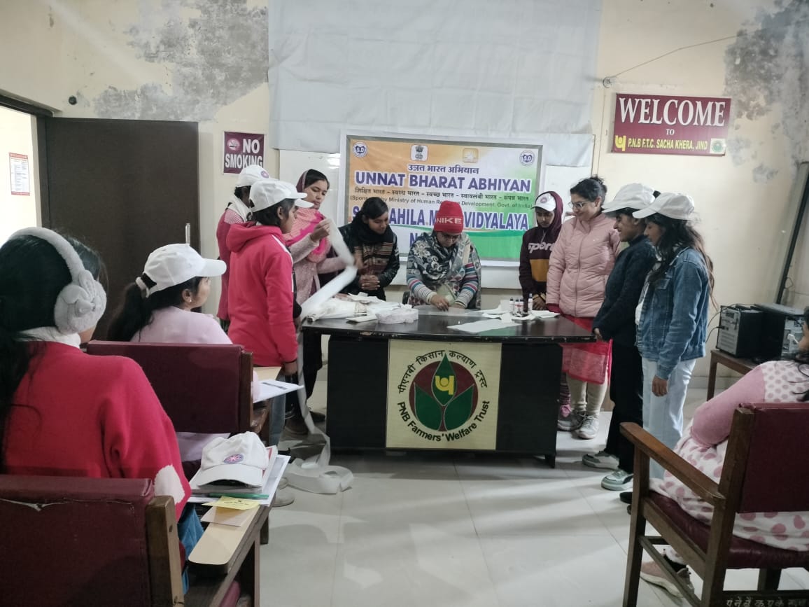 Making sanitary pad in Village Sachhkera